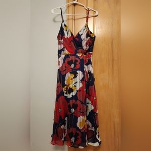 Lulus All About Love Royal Blue Floral Midi Dress -fixable seam issue-large